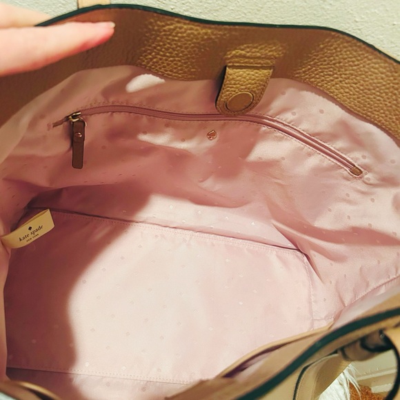 Kate Spade ♠️ New York Pebble Leather Tan Snap Tote New - Picture 5 of 7
